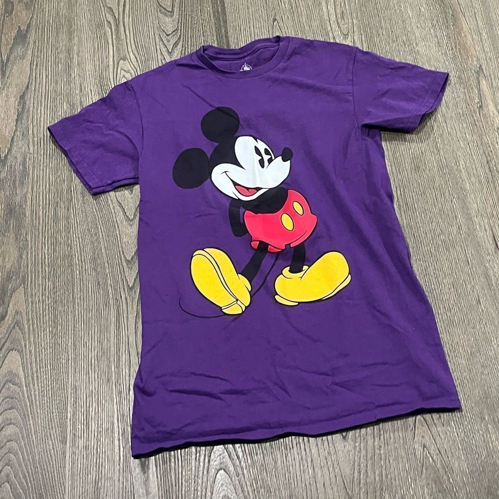 Disney Purple Mickey Mouse Cotton Short Sleeve Crew Neck Tee Size S